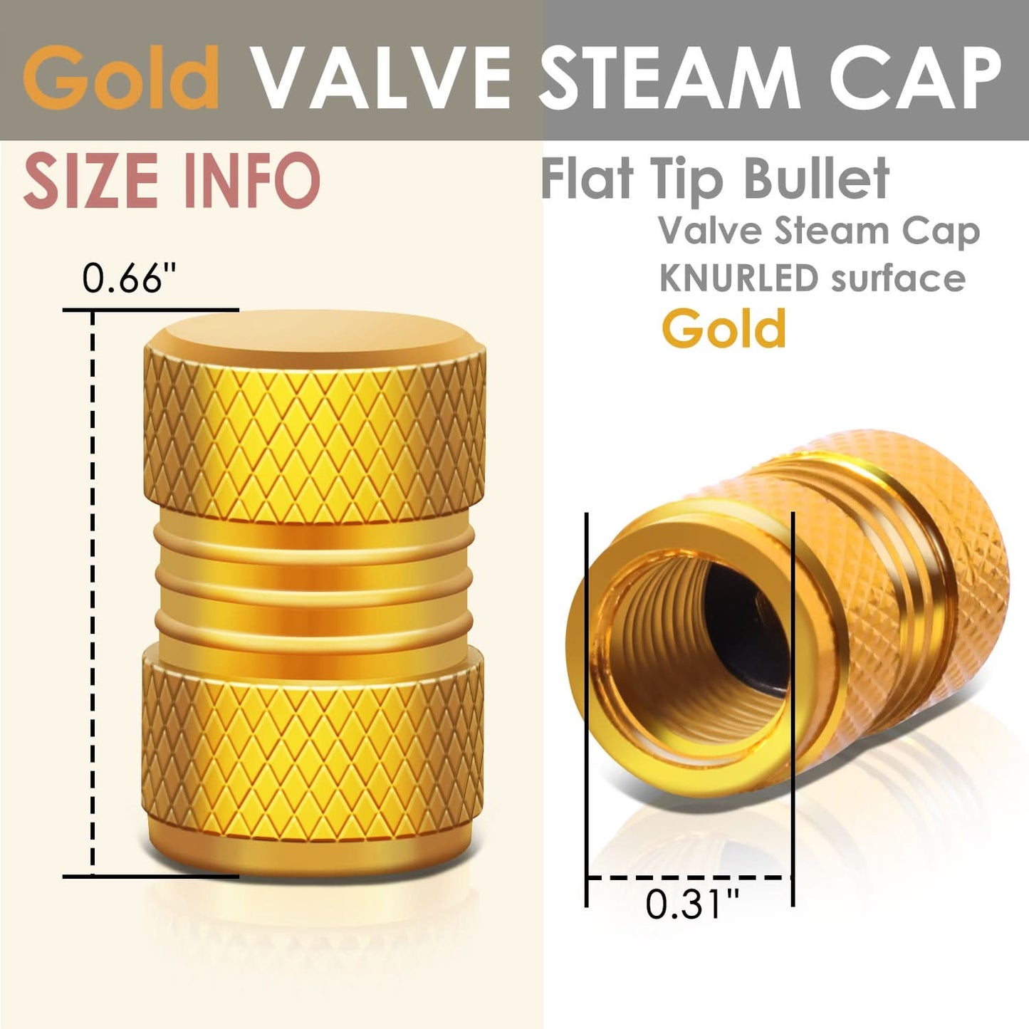 RT 024 Two Grip Top/Bottom Gold Valve Caps