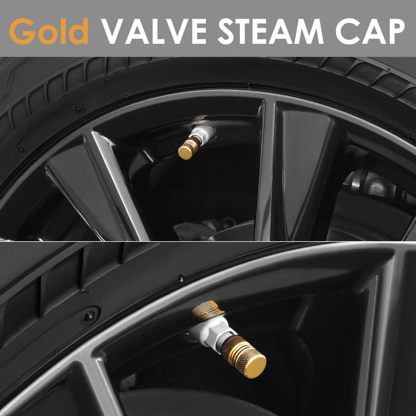 RT 024 Two Grip Top/Bottom Gold Valve Caps