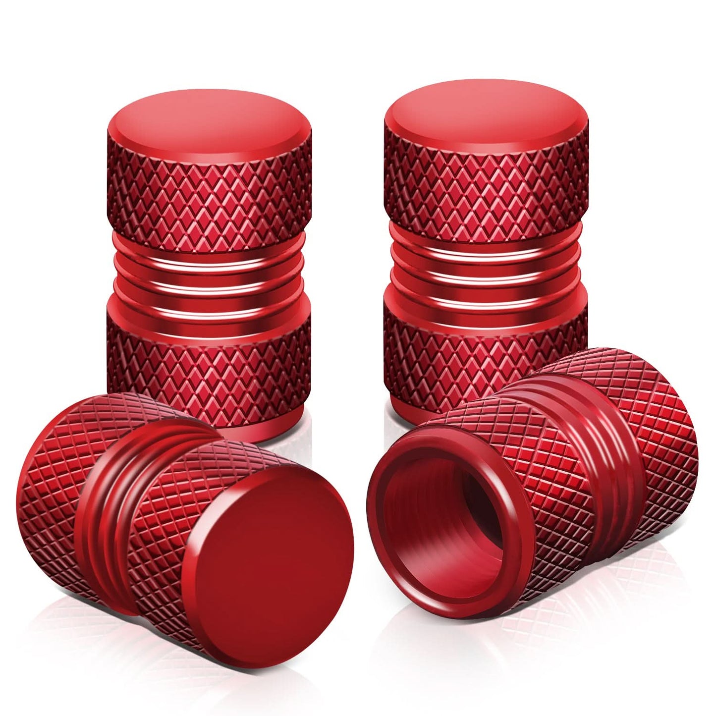 Two Grip Top/Bottom Valve Caps - Red