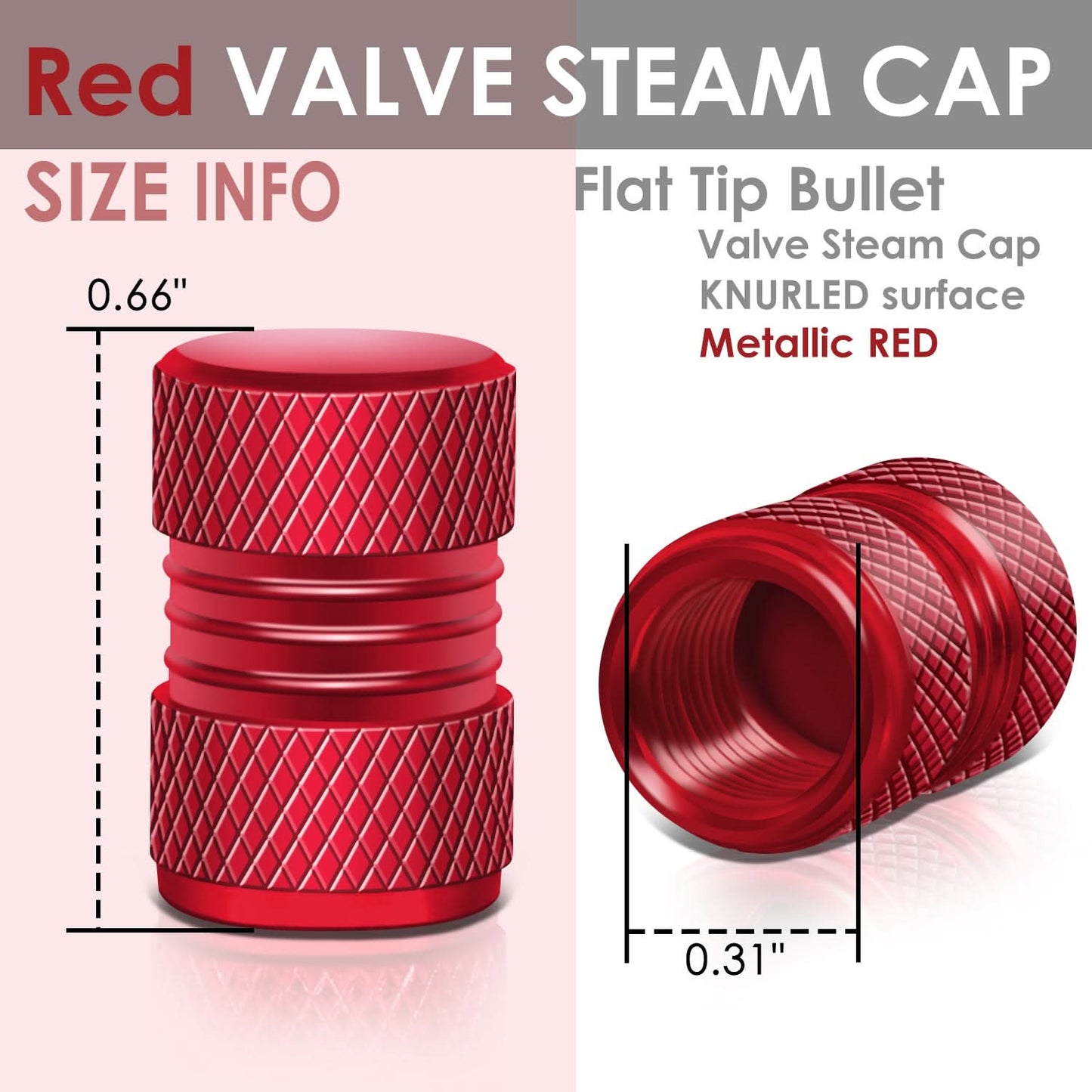 Two Grip Top/Bottom Valve Caps - Red