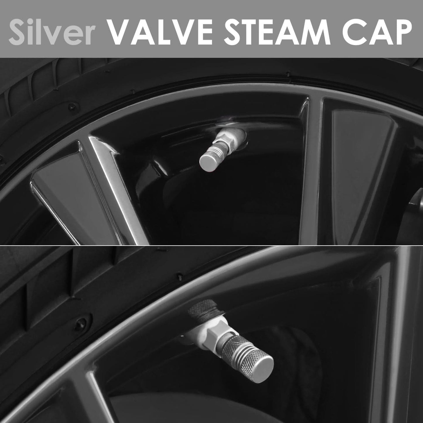 RT 024 Two Grip Top/Bottom Valve Caps - Silver