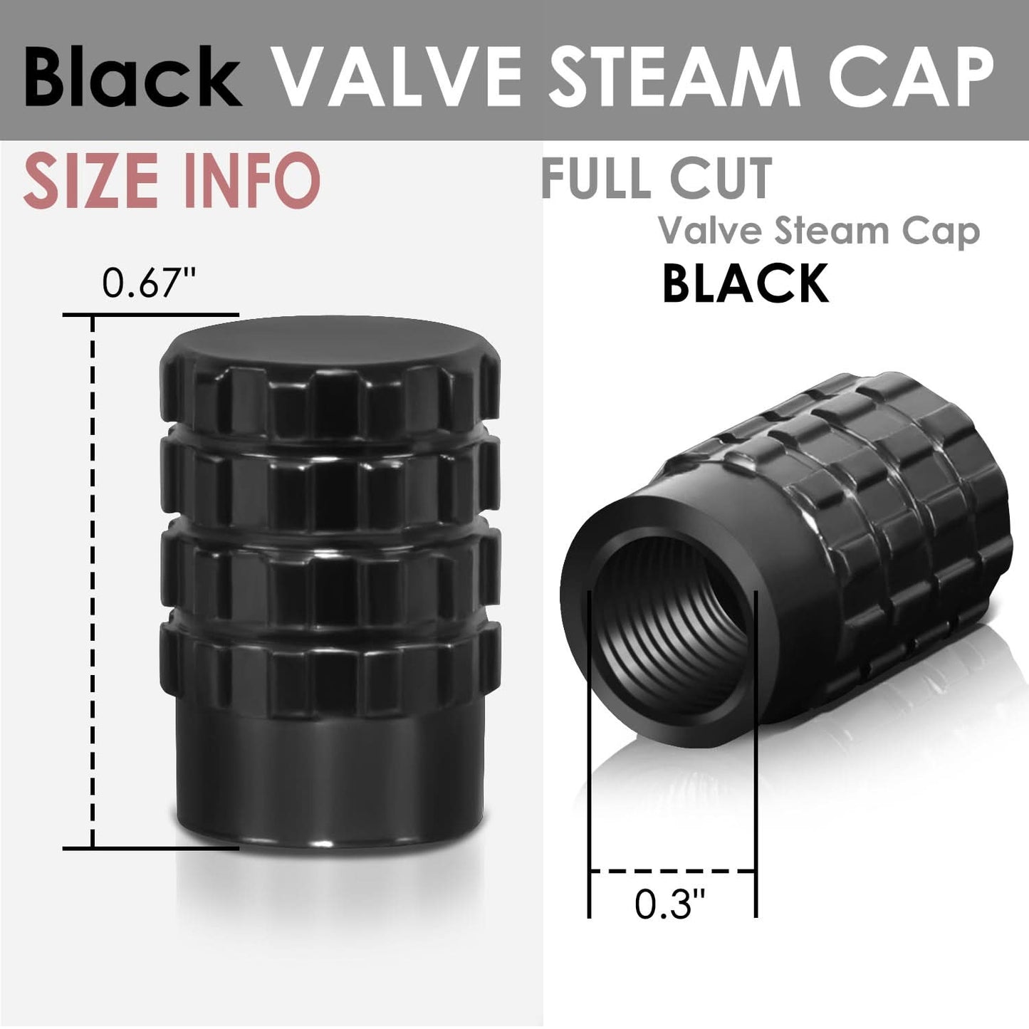 RT 046 Full Cut Black Valve Caps