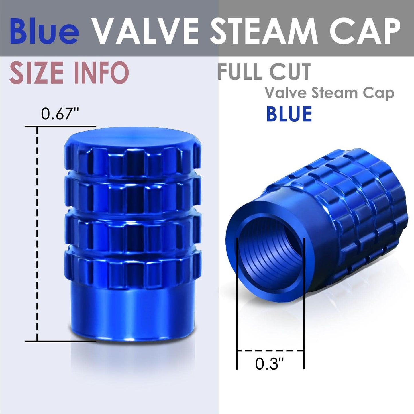 RT 046 Full Cut Blue Valve Caps