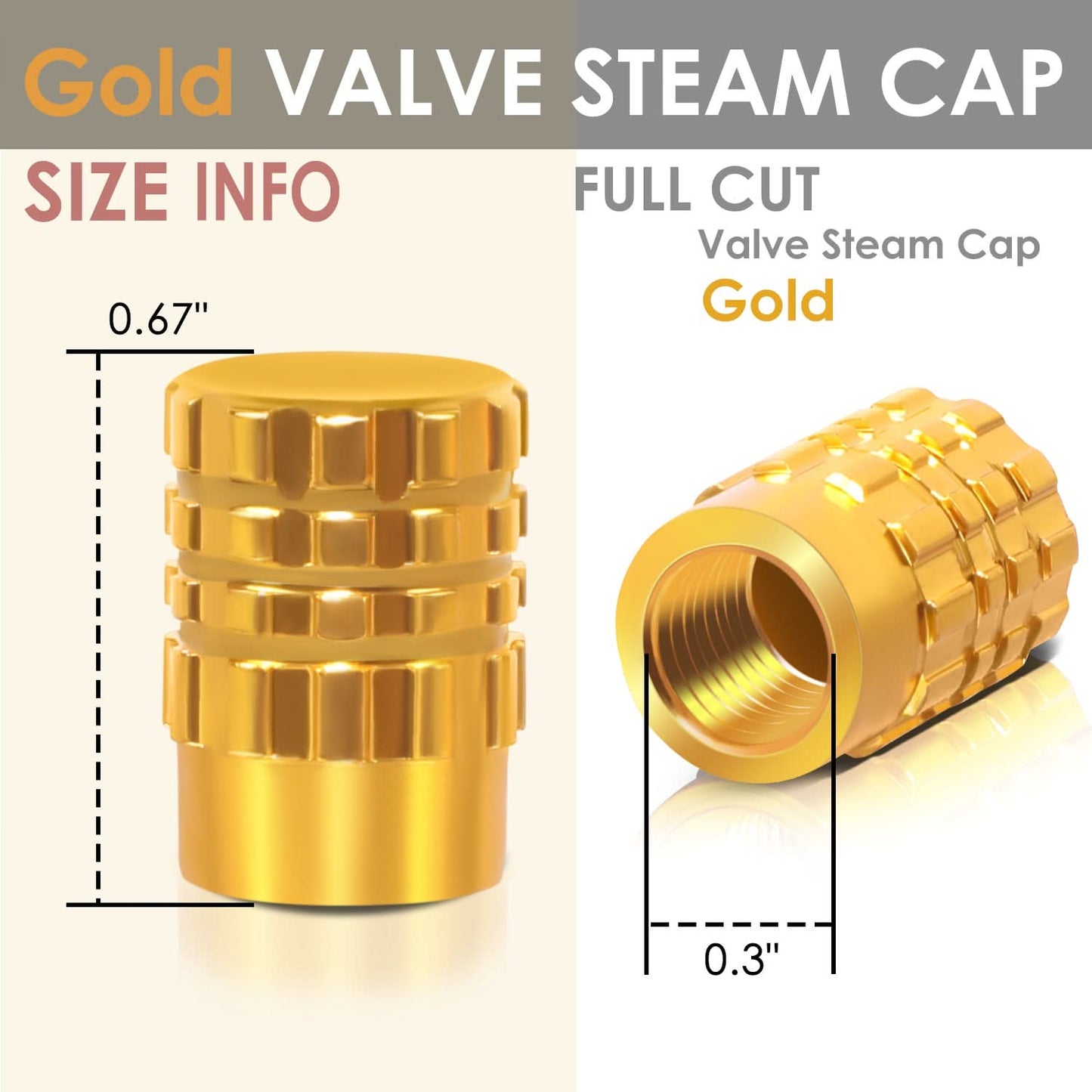 RT 046 Full Cut Gold Valve Caps