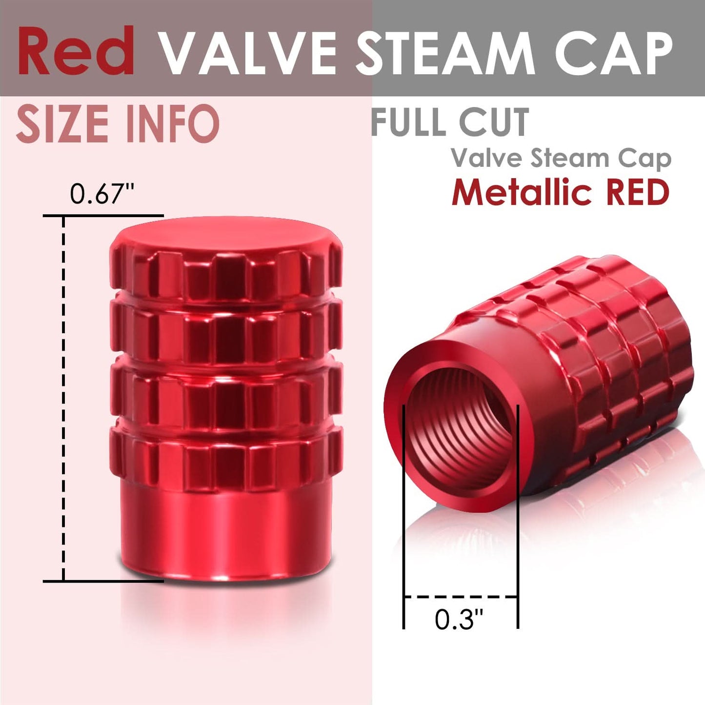 Universal RT 046 Full Cut Red Valve Caps