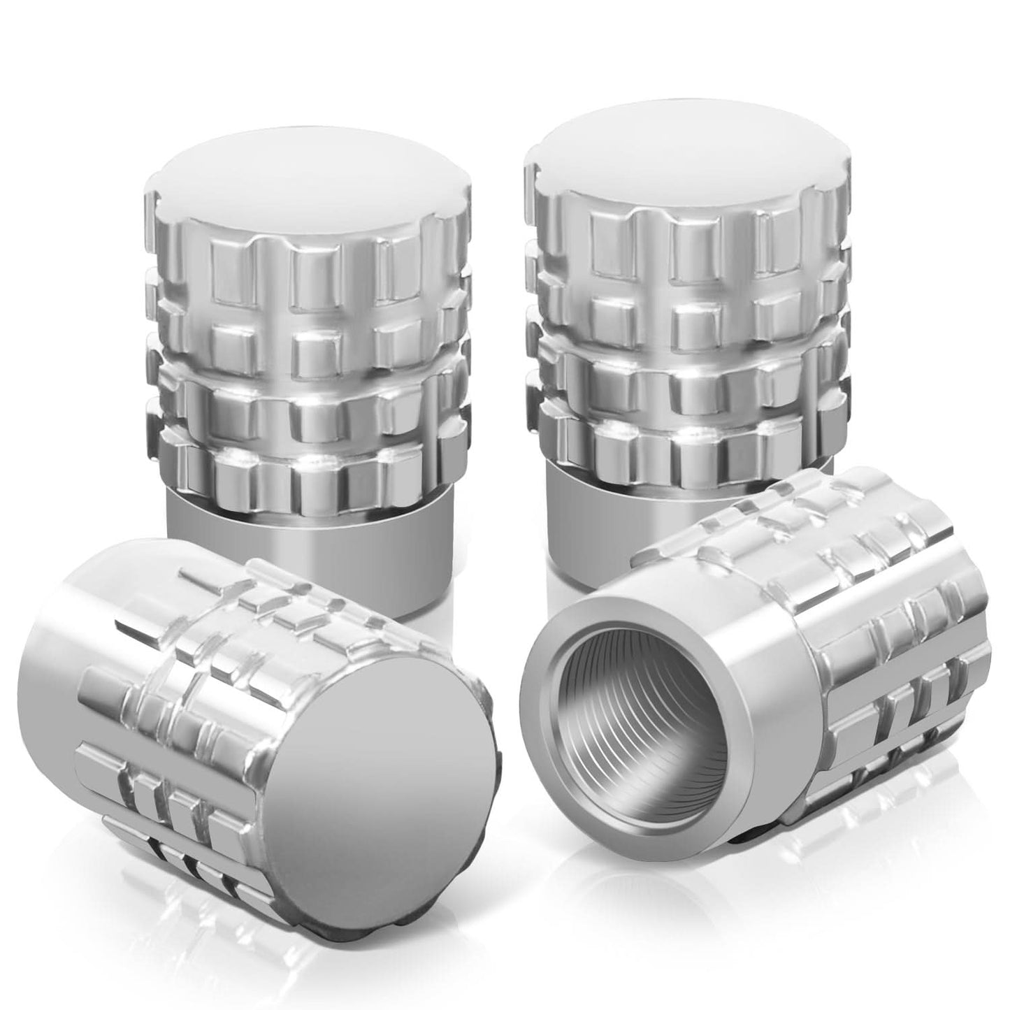 Valve Caps RT 046 Full Cut Silver Engine Parts