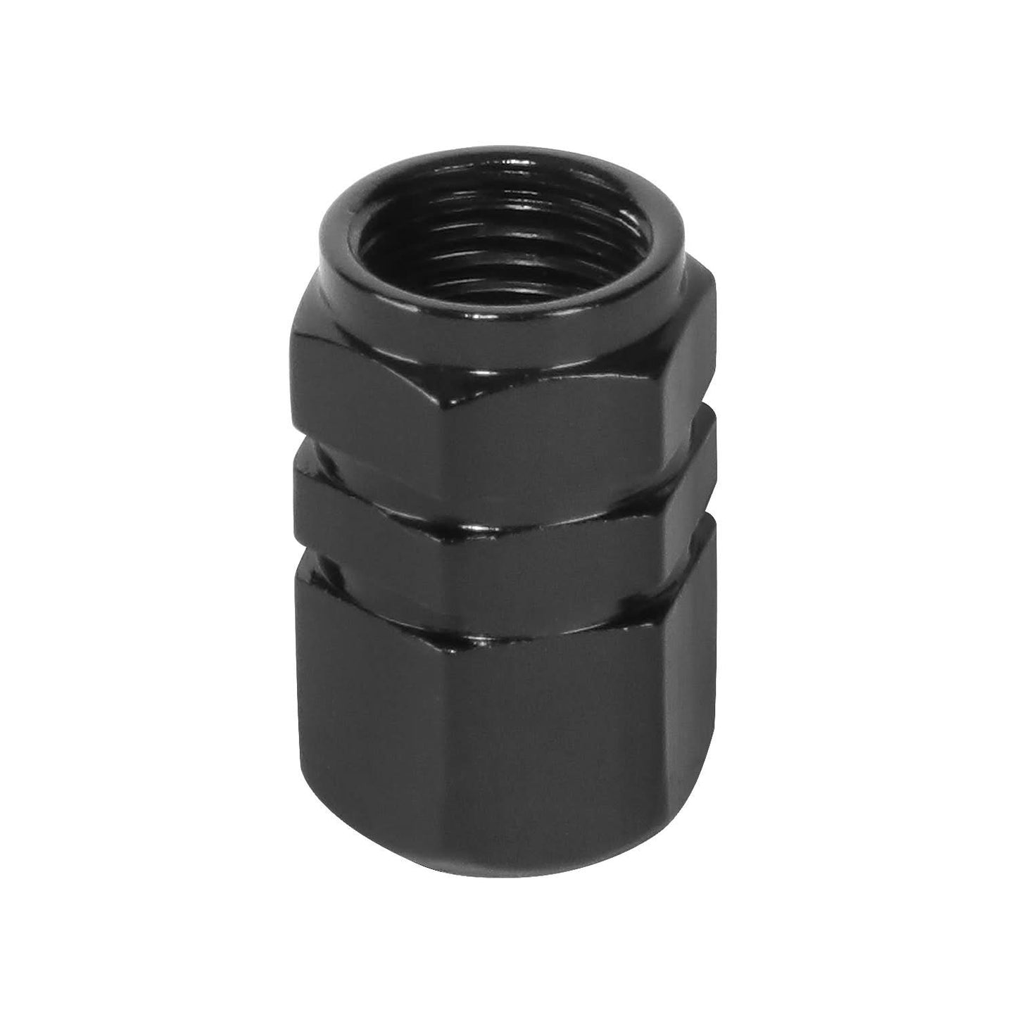 Hex Style Valve Caps with Mid Cut Outs - Black