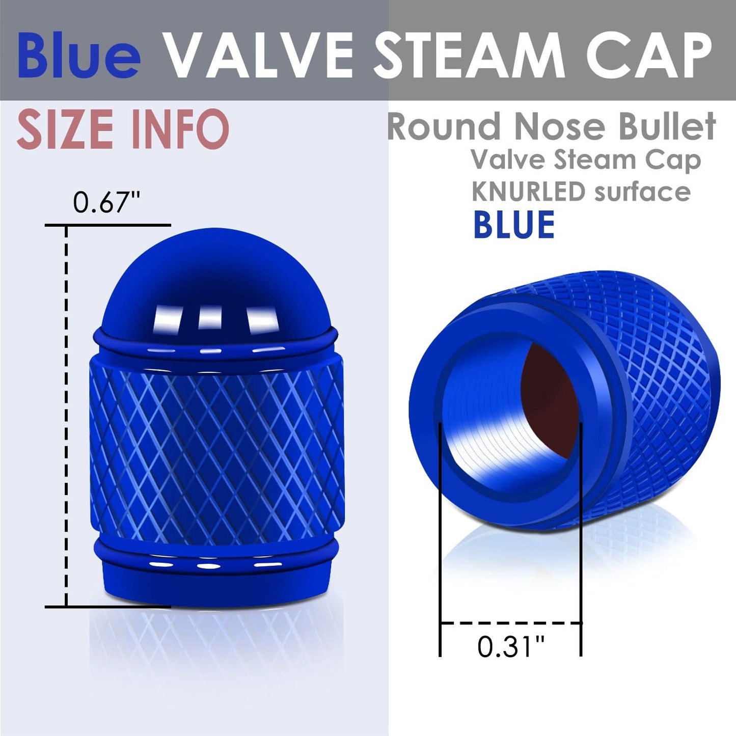 RT 108 Acorn Grip Blue Valve Caps