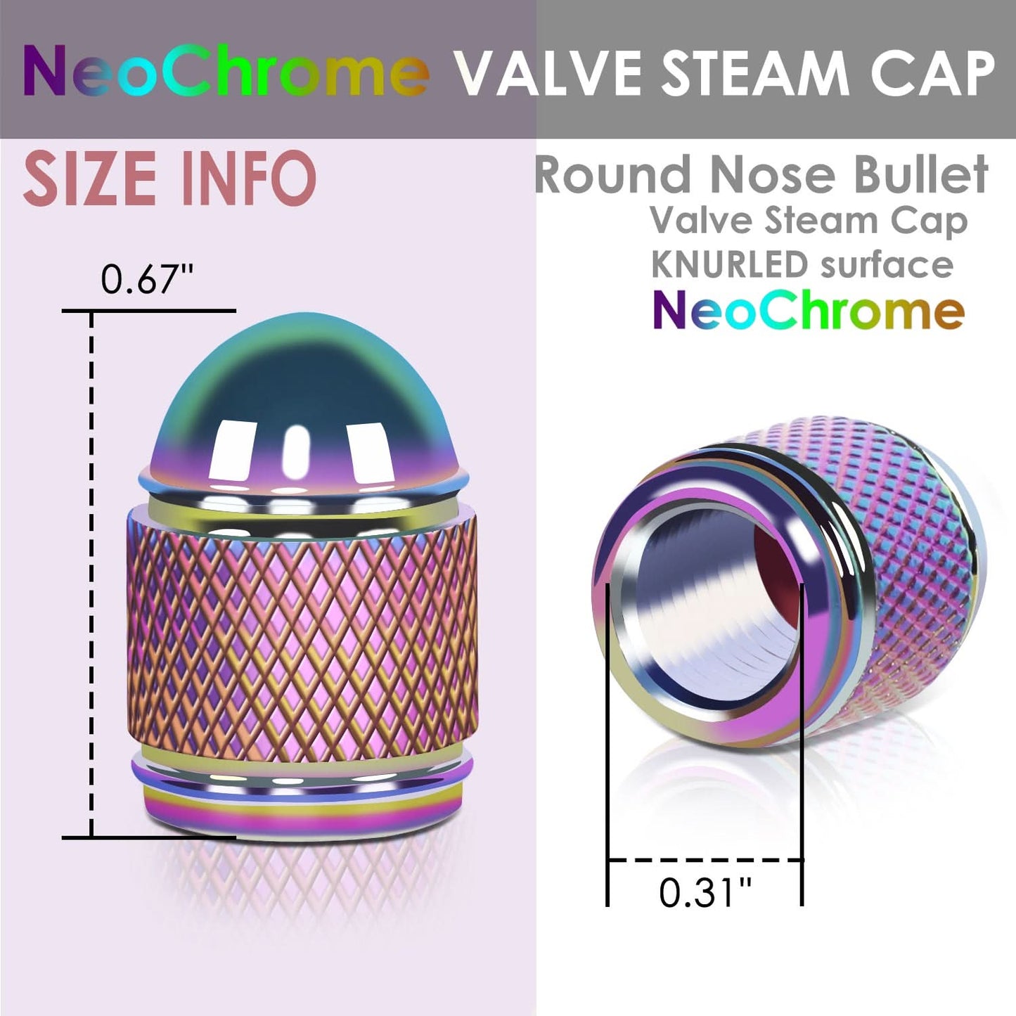 Acorn Grip Valve Caps - RT 108 Neochrome Finish