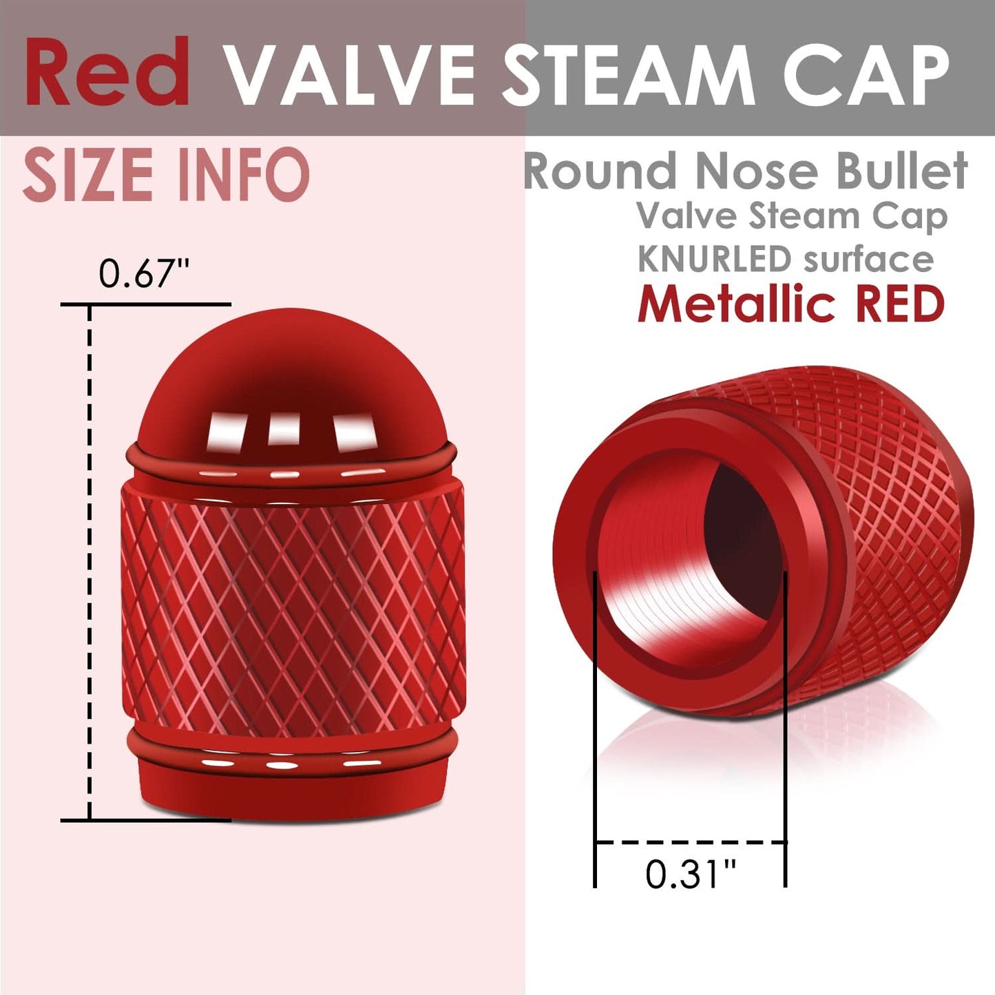RT 108 Acorn Grip Valve Caps - Red