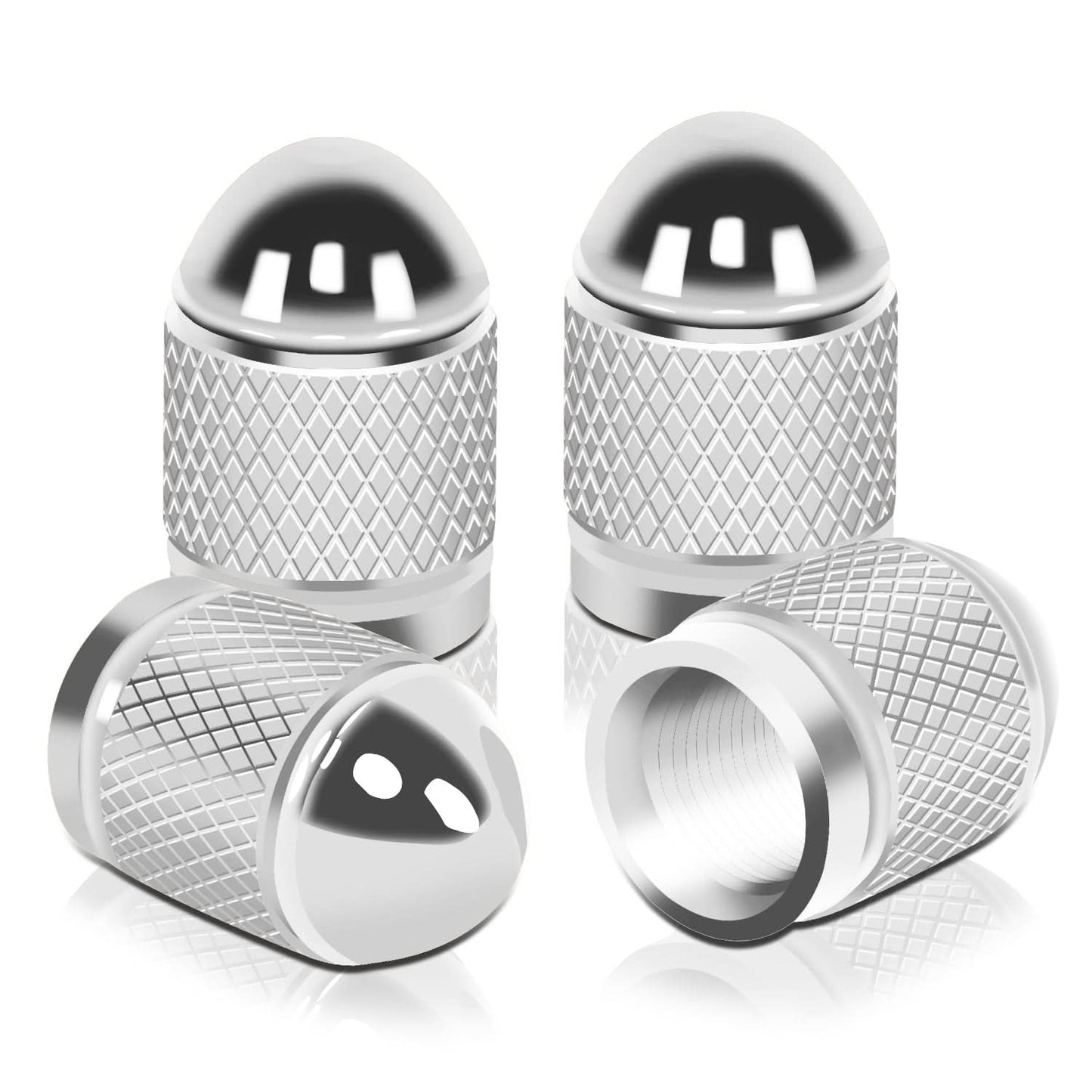 Acorn Grip Valve Caps - Silver