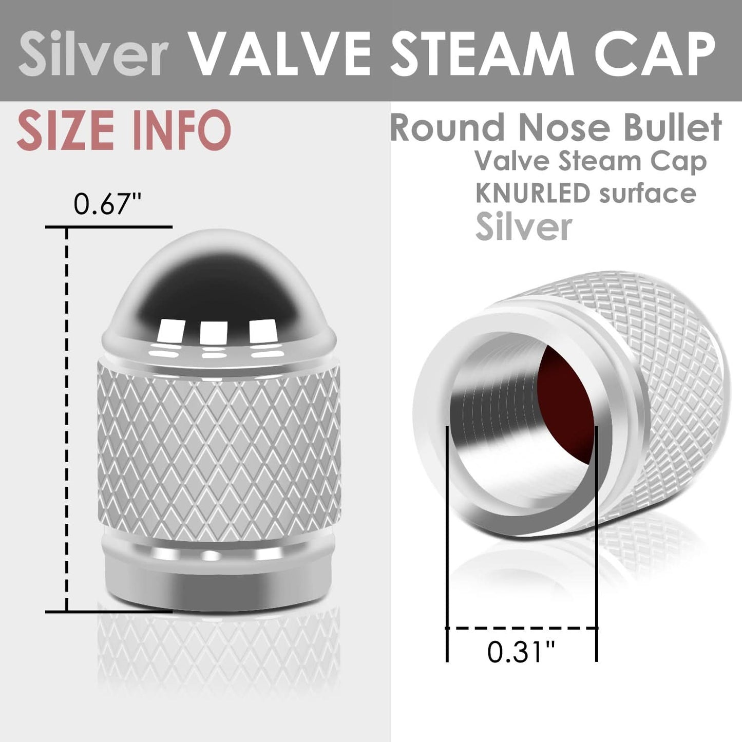 Acorn Grip Valve Caps - Silver