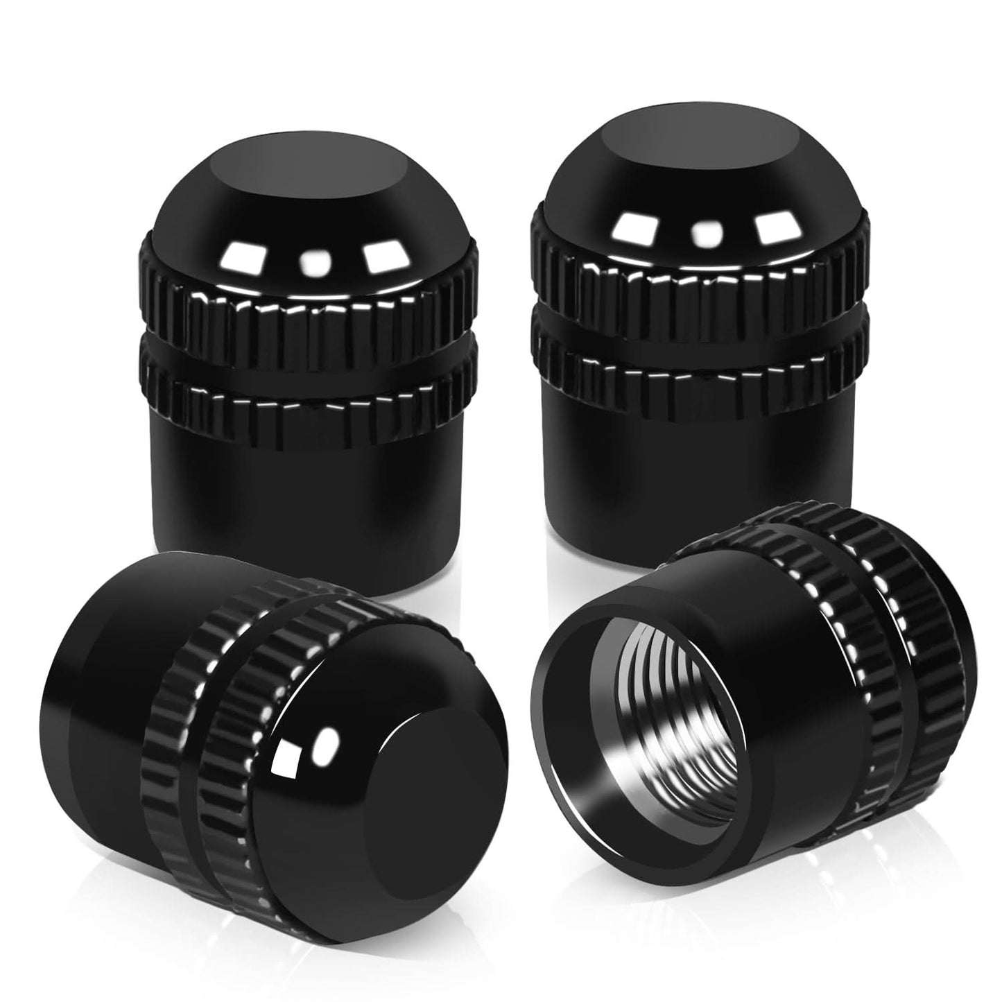 RT 162 Two Grip Round Top Valve Caps - Black