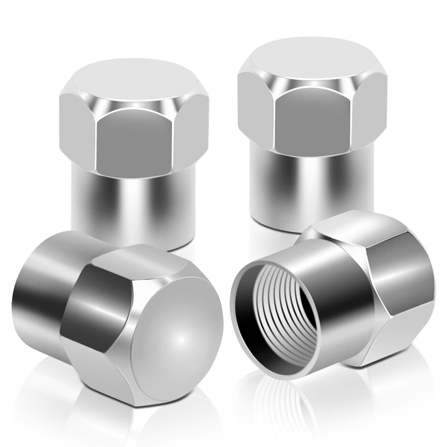 RT 163 Hex Flat Top Valve Caps - Silver