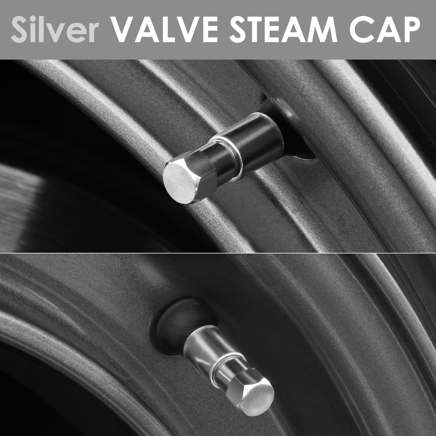 RT 163 Hex Flat Top Valve Caps - Silver