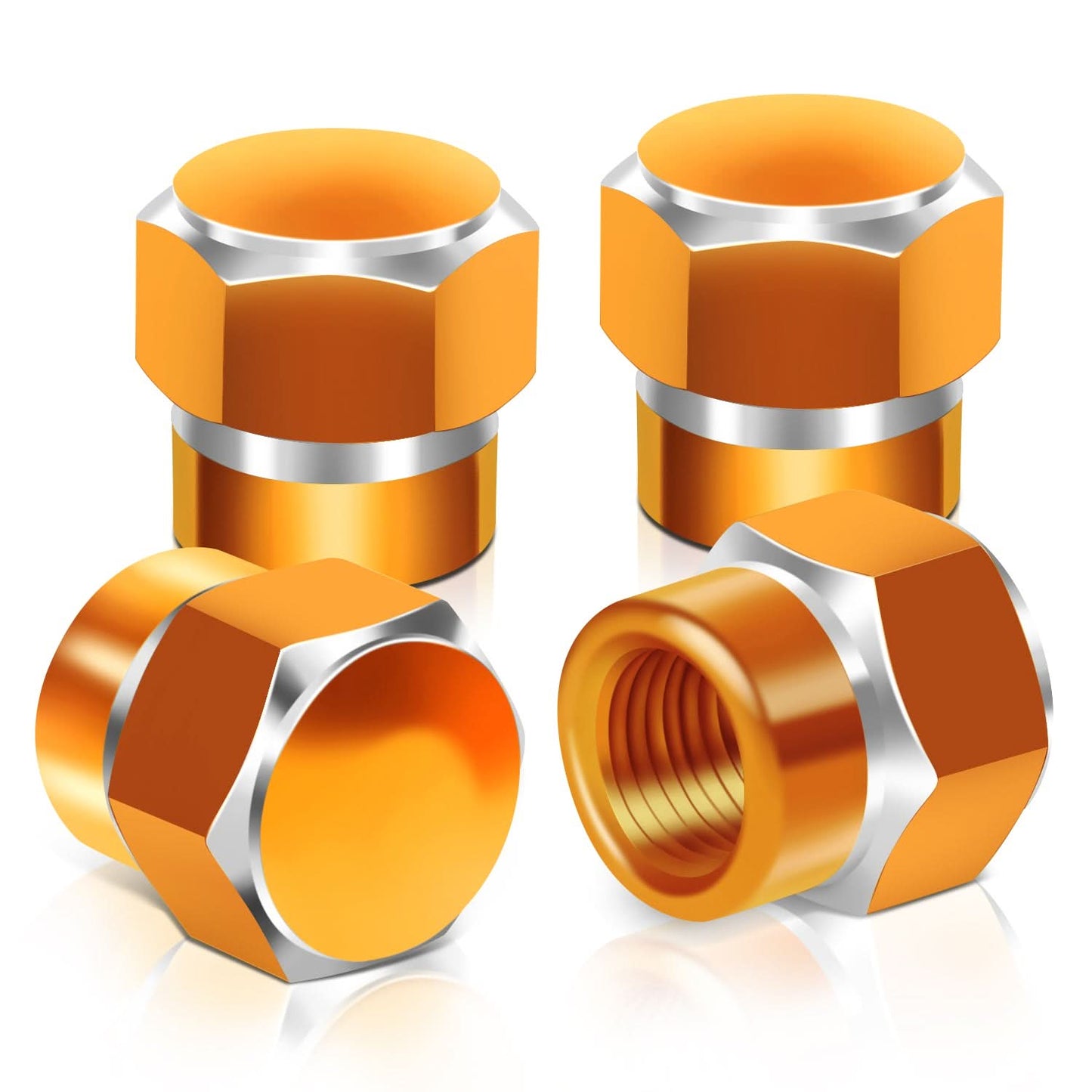 RT 181 Hex Shaved Edges Gold Valve Caps