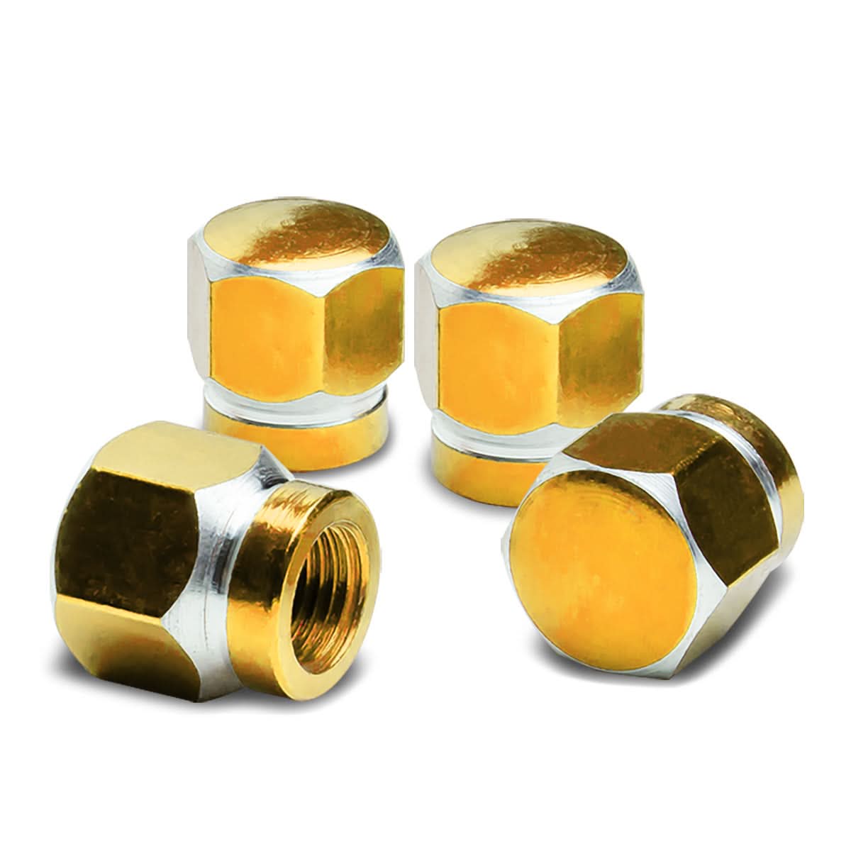 RT 181 Hex Shaved Edges Gold Valve Caps