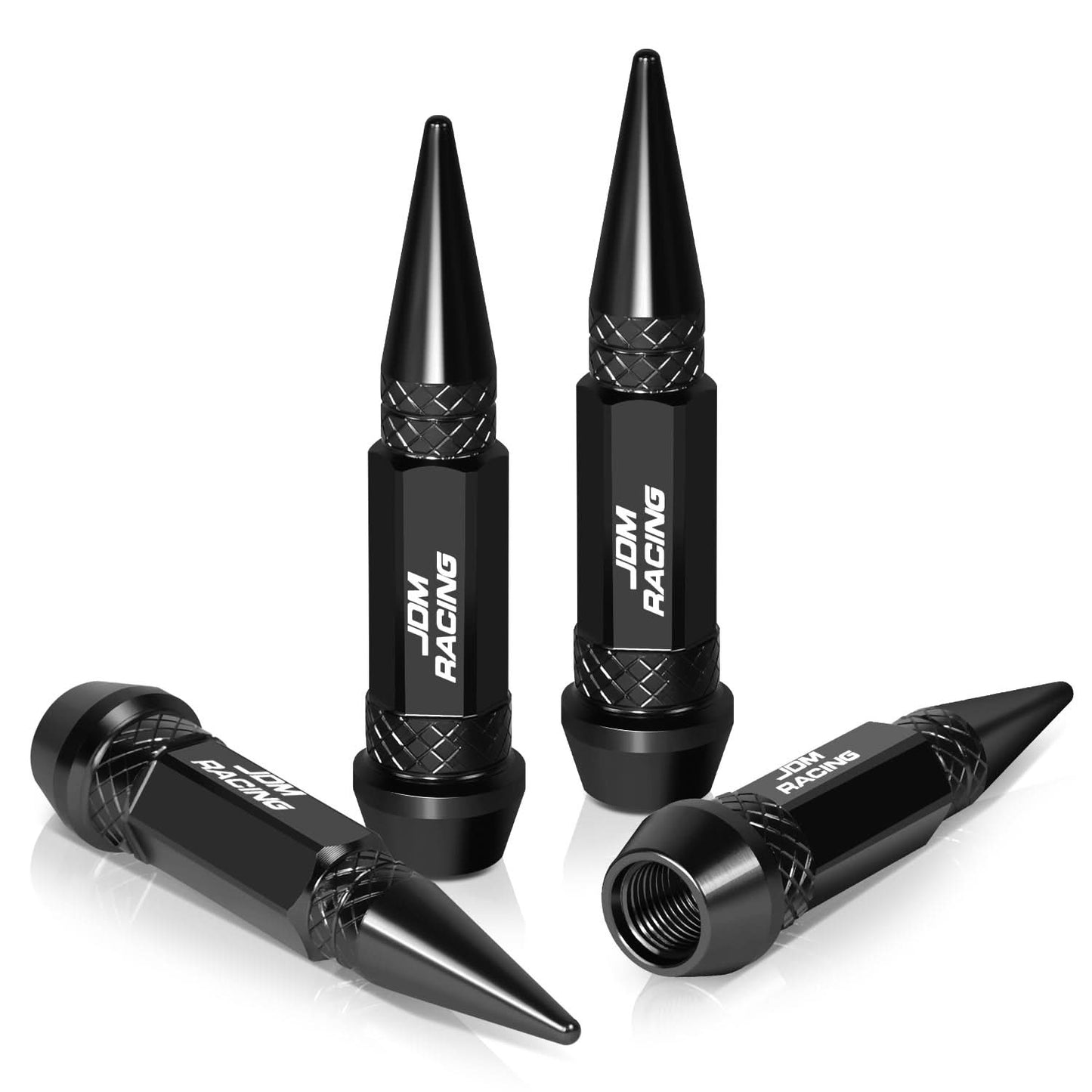 Spiked Lug Nut Style Valve Caps - 60MM / 2.30" Tall - Black