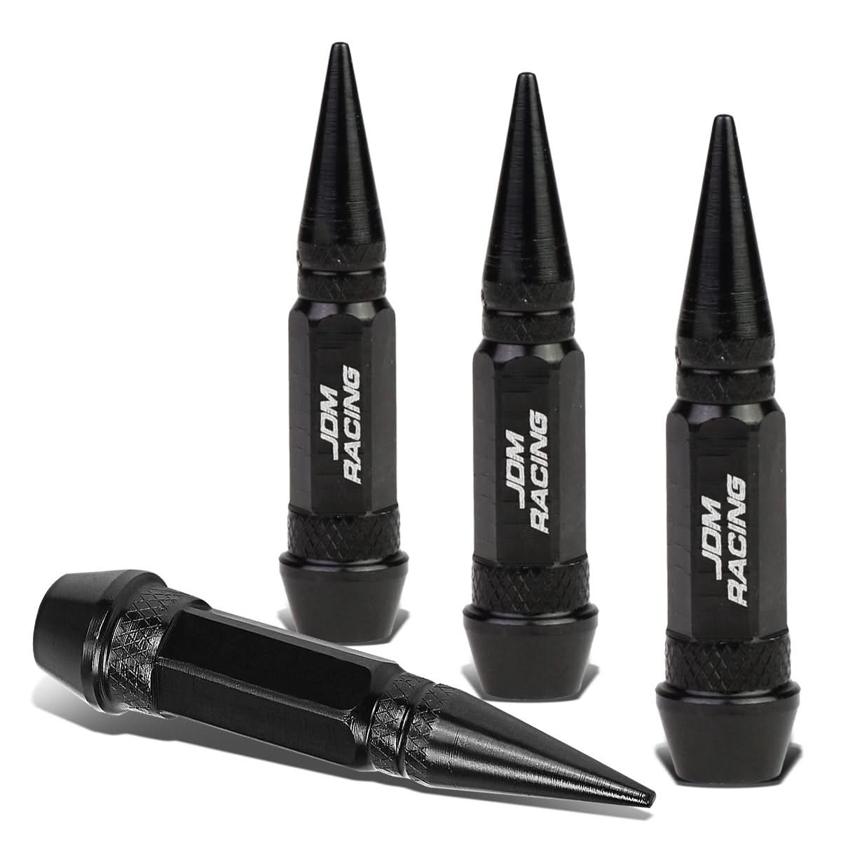 Spiked Lug Nut Style Valve Caps - 60MM / 2.30" Tall - Black