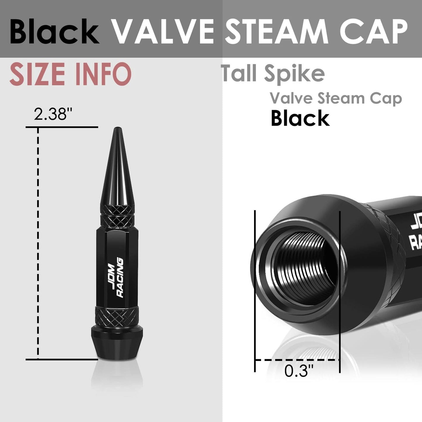 Spiked Lug Nut Style Valve Caps - 60MM / 2.30" Tall - Black