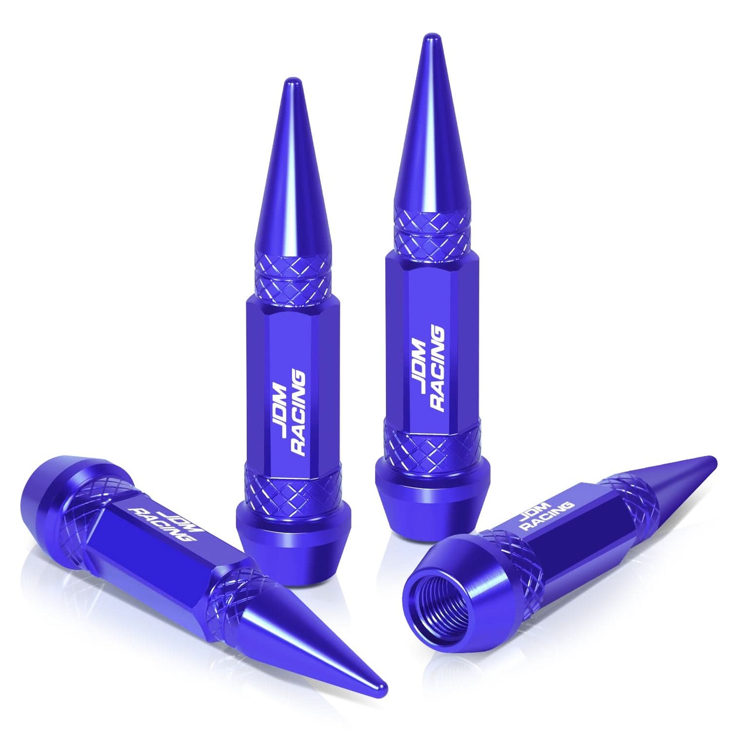 Spiked Lug Nut Style Valve Caps - 60MM Blue