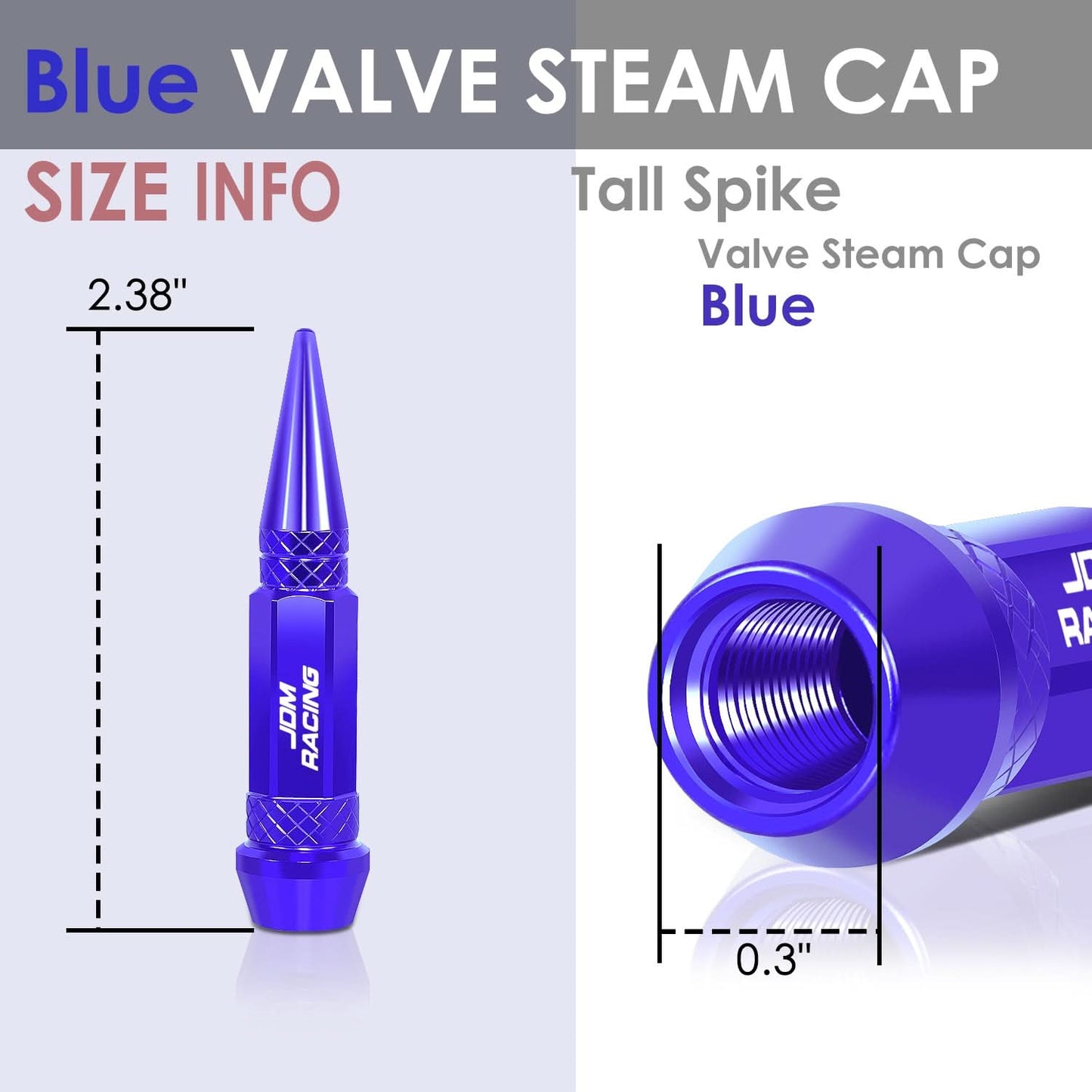 Spiked Lug Nut Style Valve Caps - 60MM Blue