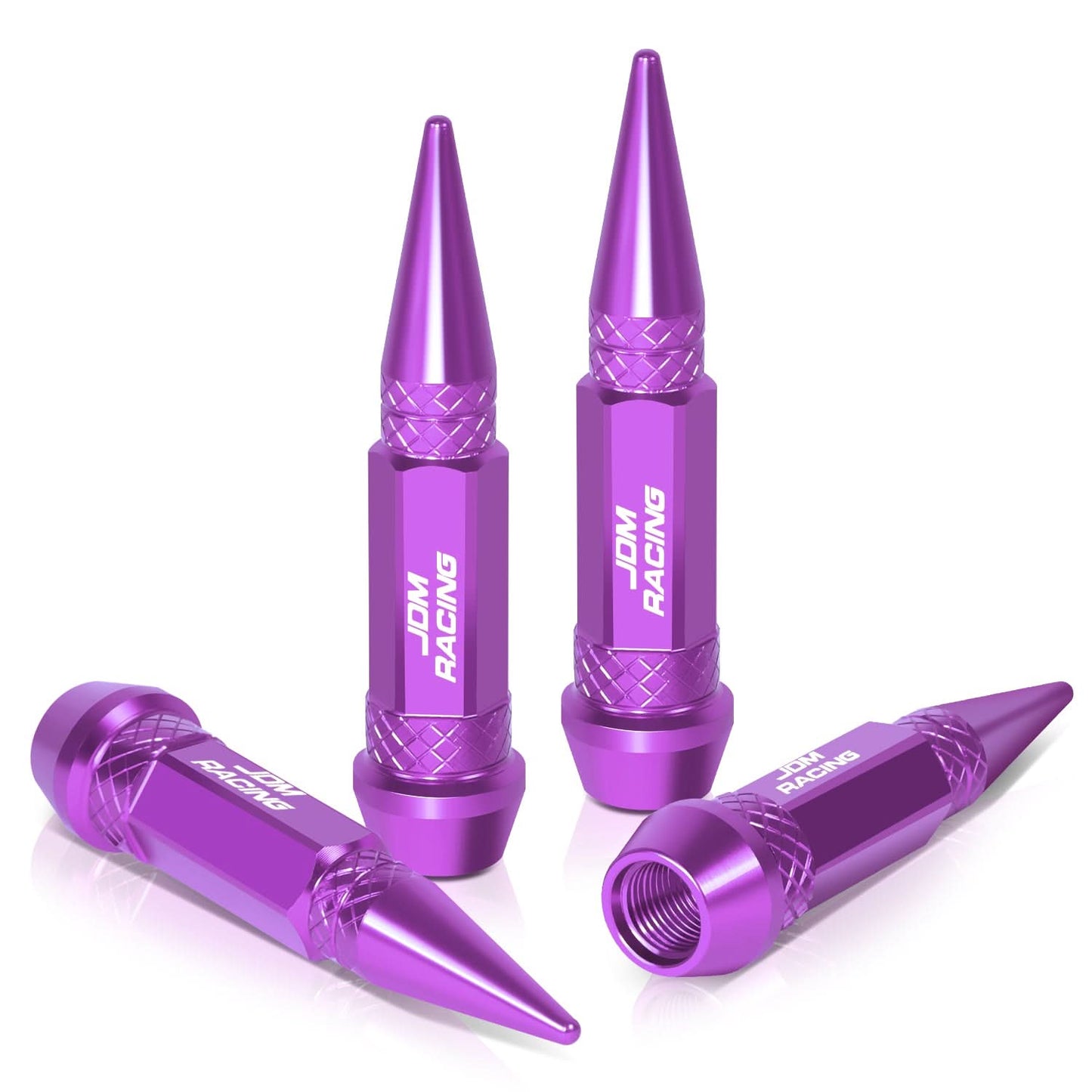 Spiked Lug Nut Style Valve Caps - 60MM Purple Polyurethane