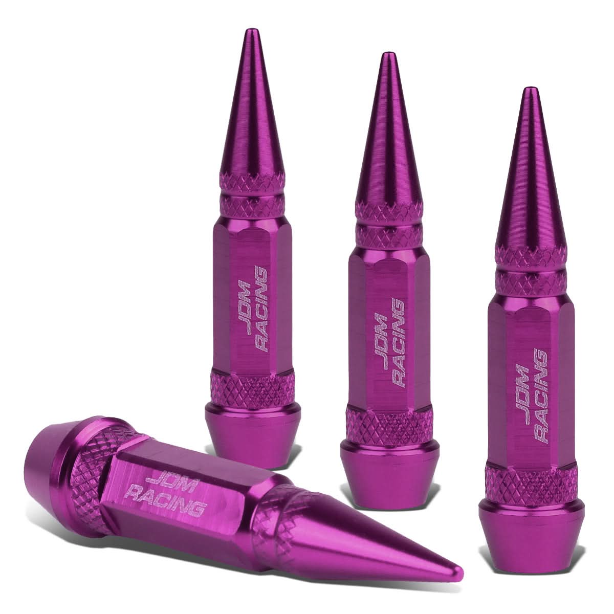 Spiked Lug Nut Style Valve Caps - 60MM Purple Polyurethane