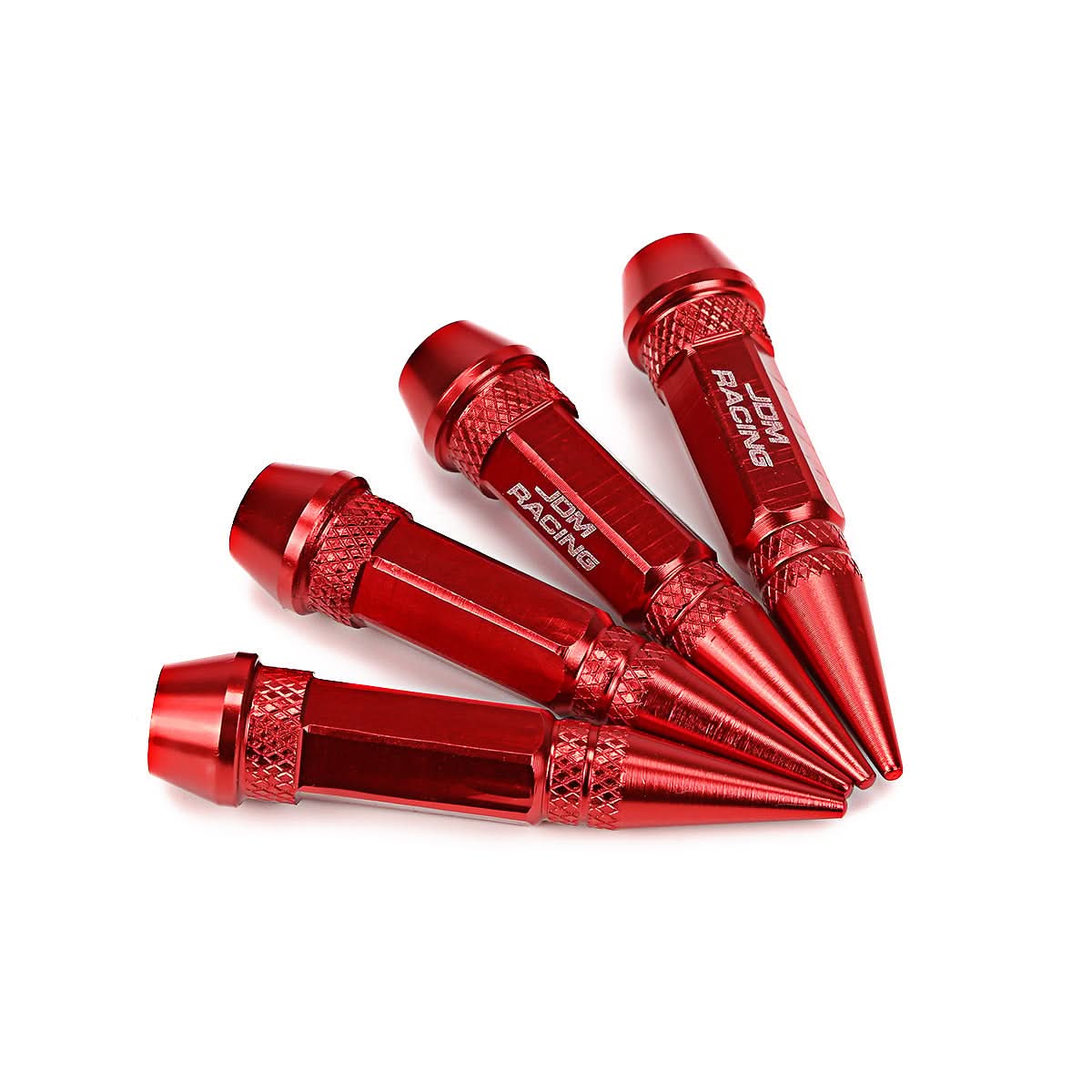 Spiked Lug Nut Style Valve Caps - 60MM Red