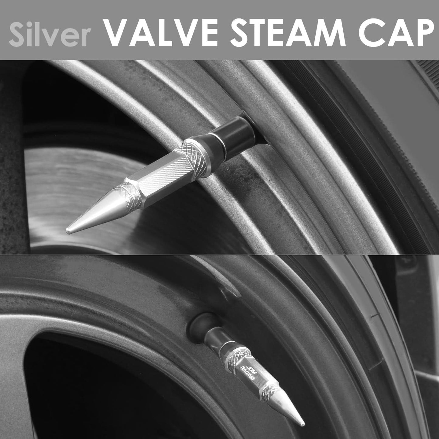Spiked Lug Nut Style Valve Caps - 60MM Silver