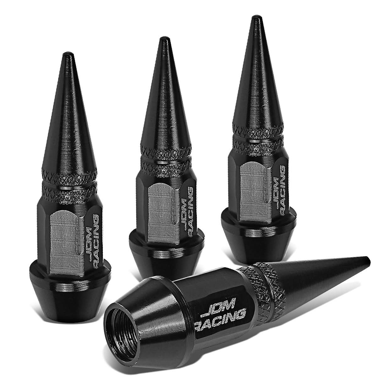 Spiked Lug Nut Style Valve Caps - 45mm Tall Black