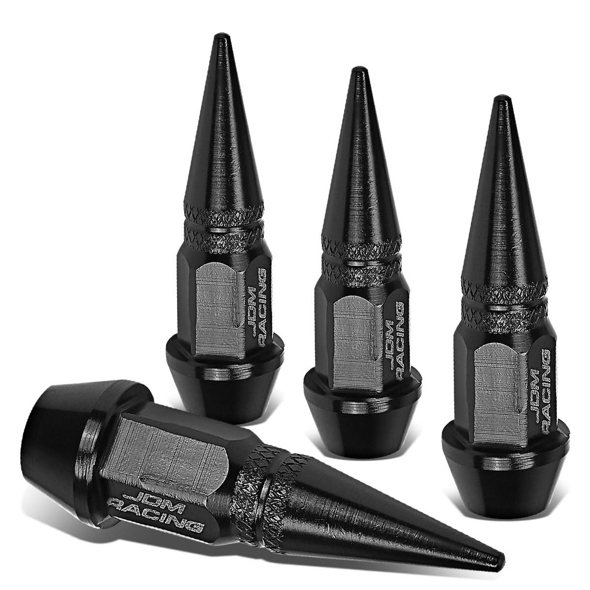 Spiked Lug Nut Style Valve Caps - 45mm Tall Black