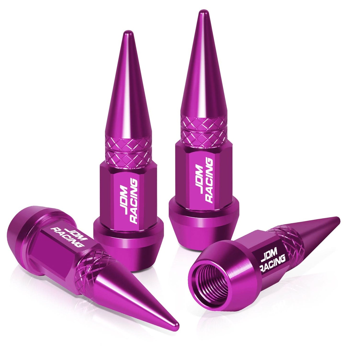 45MM Spiked Lug Nut Style Valve Caps - Purple Polyurethane