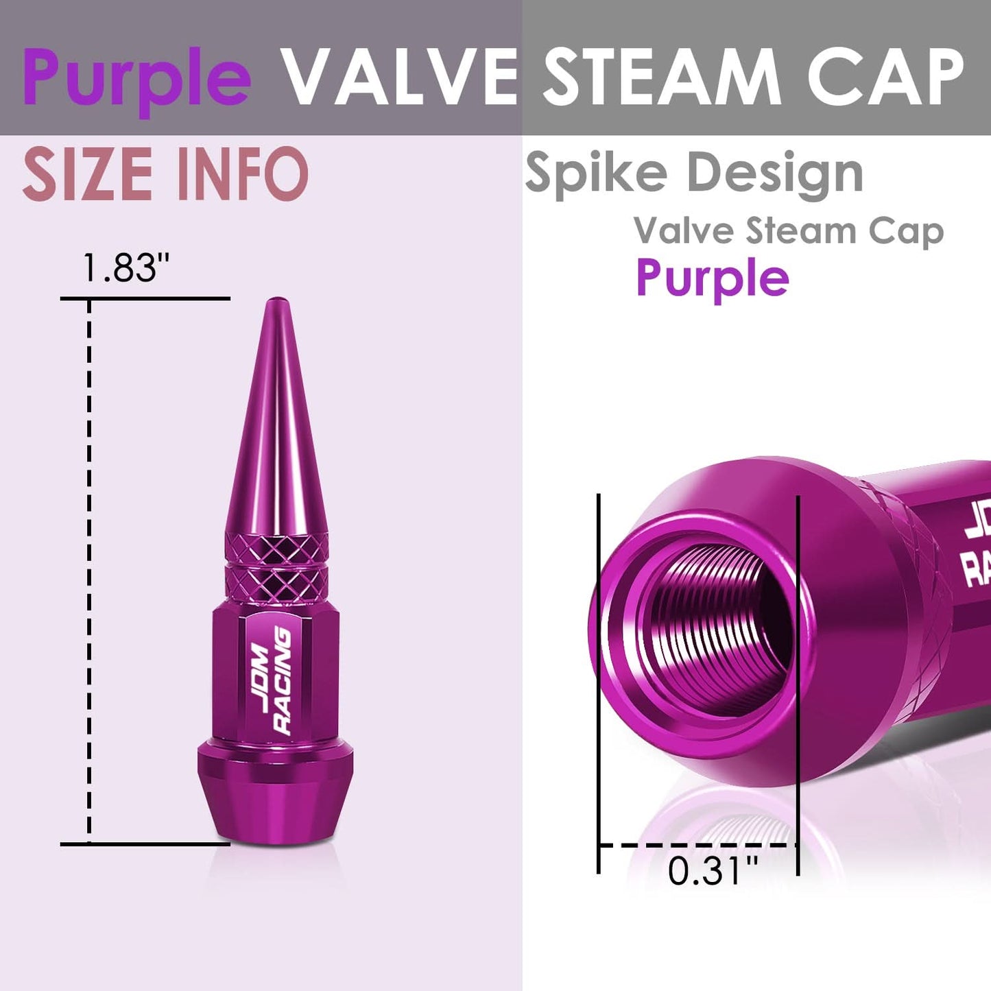 45MM Spiked Lug Nut Style Valve Caps - Purple Polyurethane