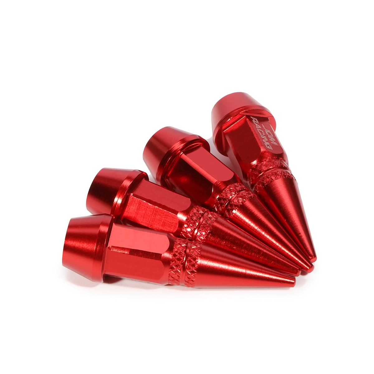 Spiked Lug Nut Style Valve Caps - 45mm Tall Red