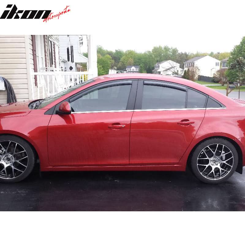2010-2016 Chevy Cruze Tape On Smoke Tinted Window Visors Acrylic