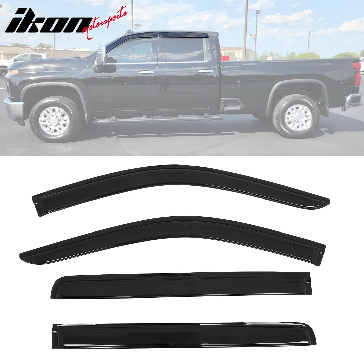2019-2025 Chevy Silverado & GMC Sierra 1500 Crew Cab 4PC Window Visors