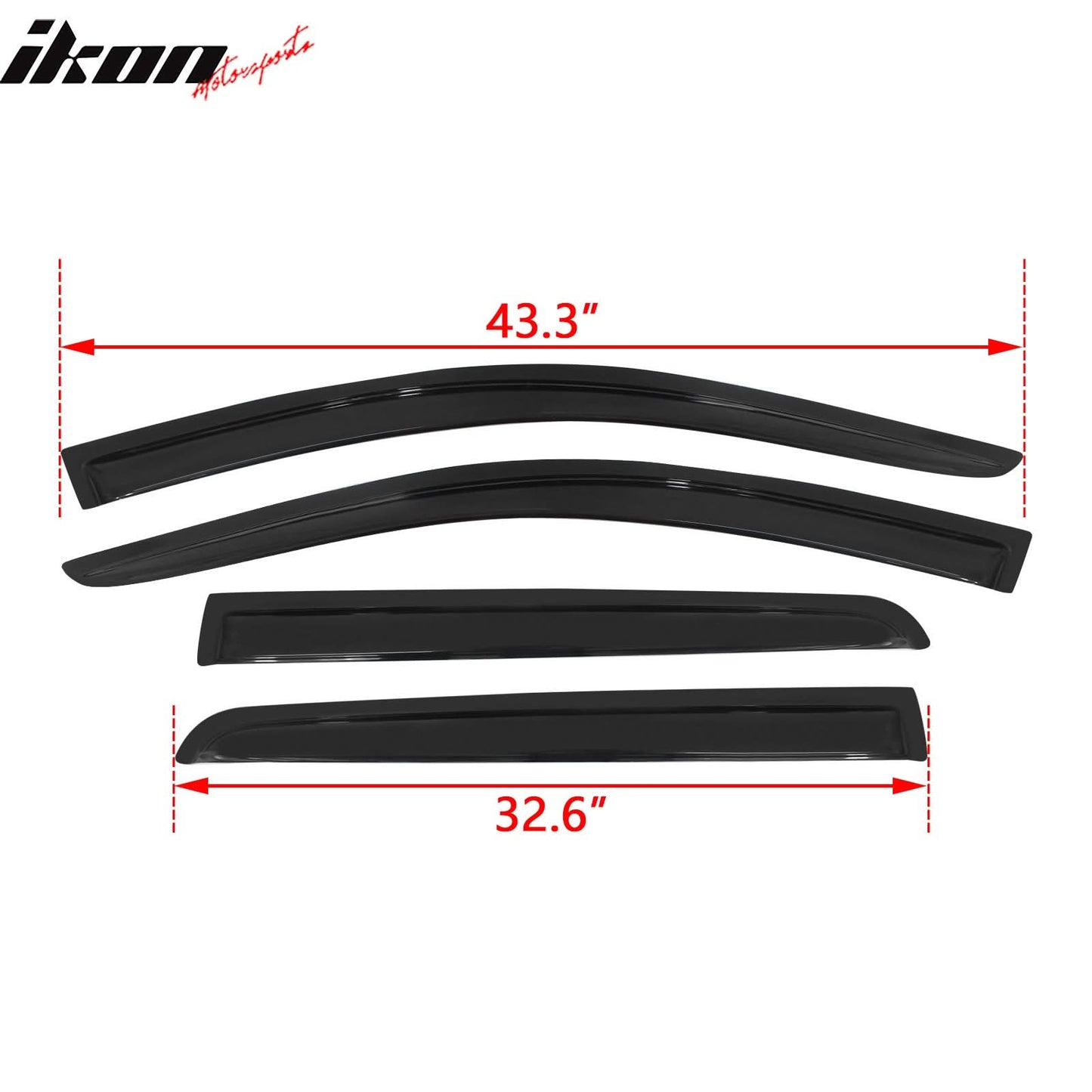 2009-2020 Dodge Journey Slim Style Smoke Tinted Window Visors Acrylic