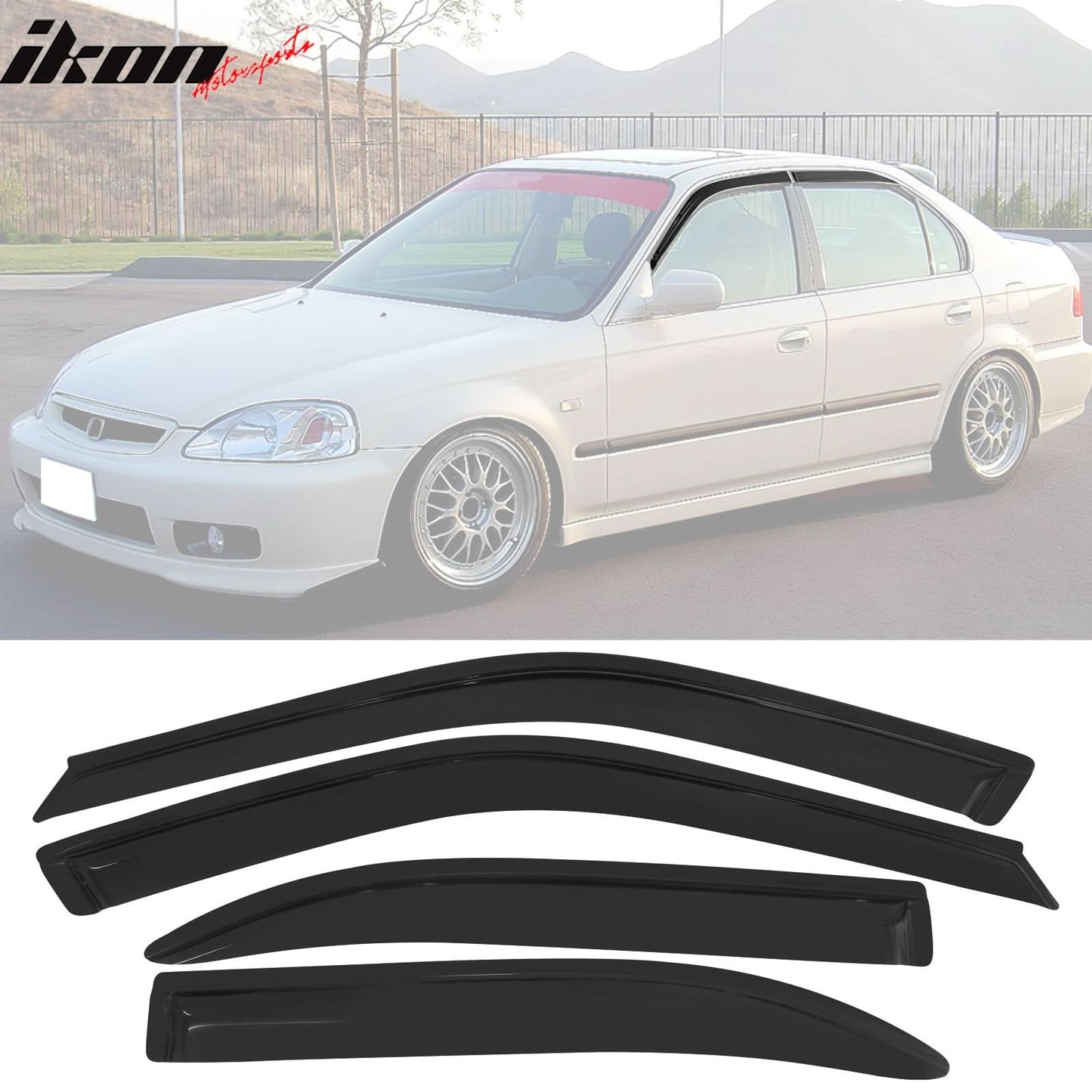 Fits 96-98 Honda Civic Mugen Front Bumper Lip + Sun Window Visor