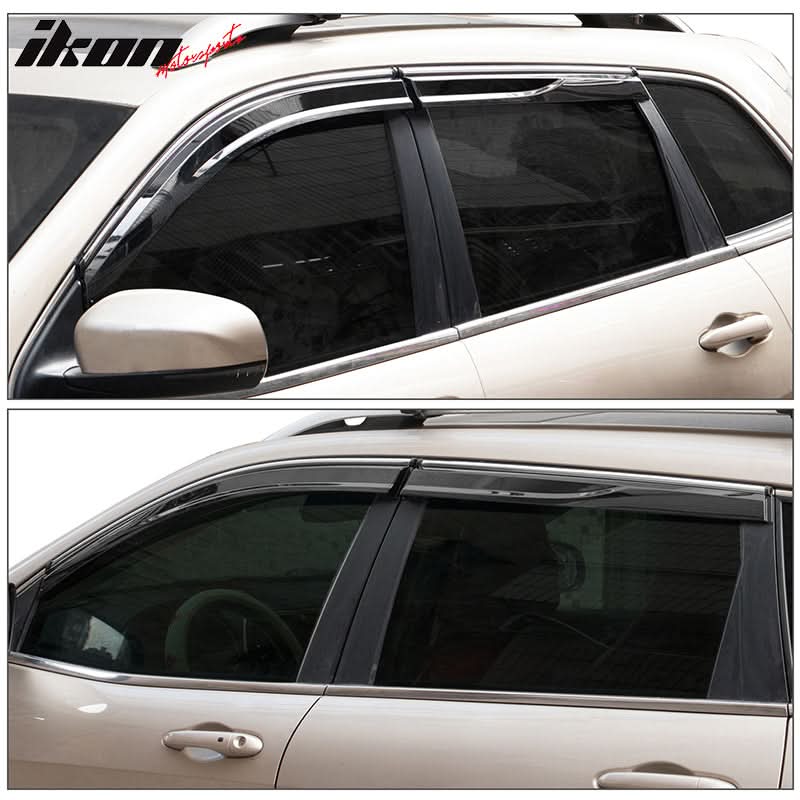 2014-2023 Jeep Cherokee Tape On Smoke w/ Chrome Trim Window Visors PC