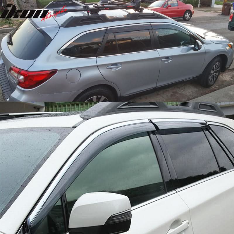 2015-2019 Subaru Outback Polycarbonate Window Visor W/ Chrome Trim 4PC