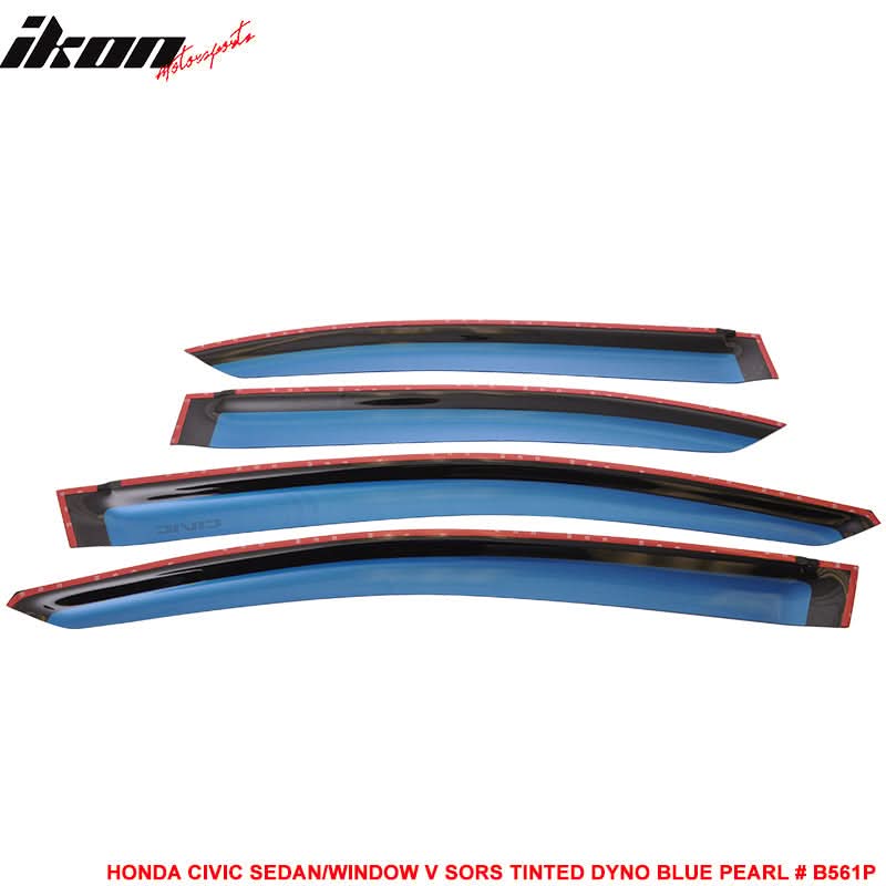 2012-2015 Honda Civic 4 Door Sedan Tape on Window Visors Shade Acrylic