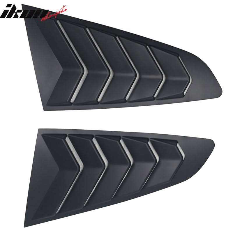 2015-2023 Ford Mustang IKON Unpainted Black Side Window Louvers ABS