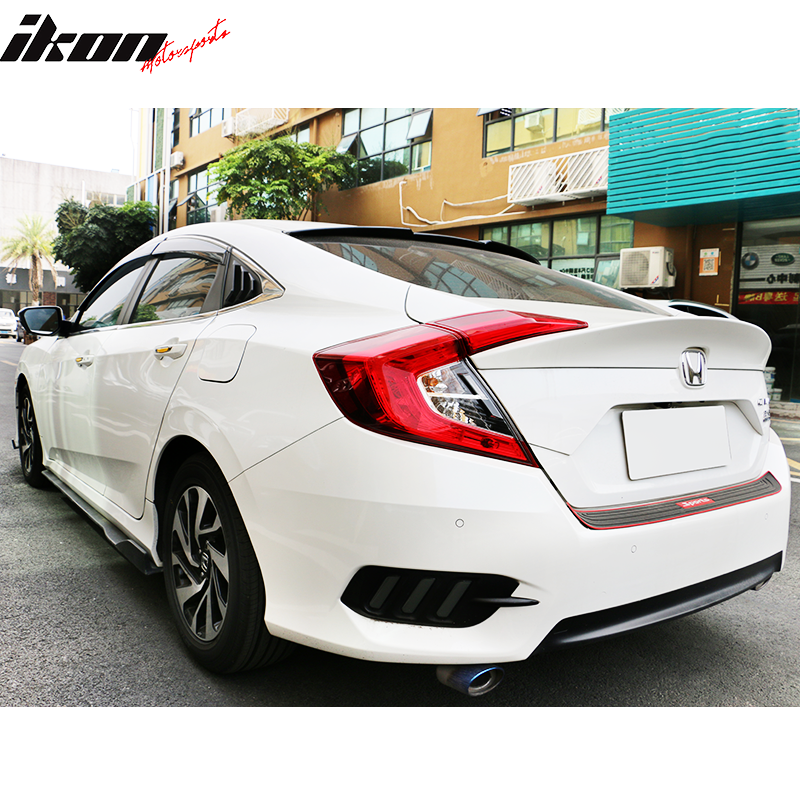 Fits 16-21 Honda Civic Quarter ABS Rear + Side Window Louver Black