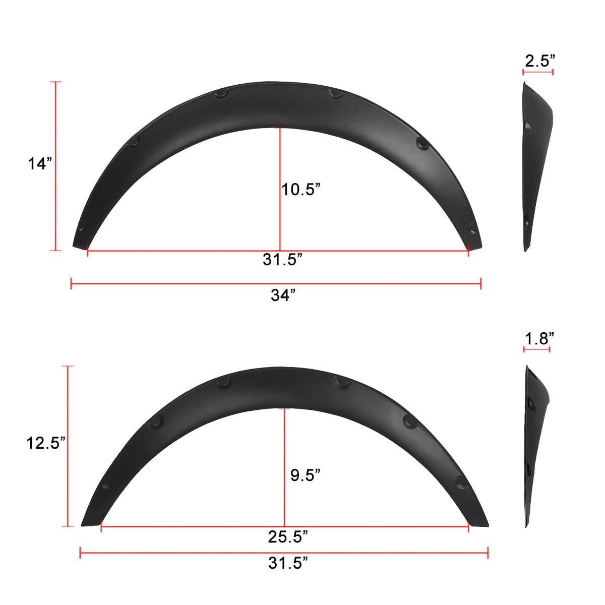 Universal Textured Matte Black Wheel Flares