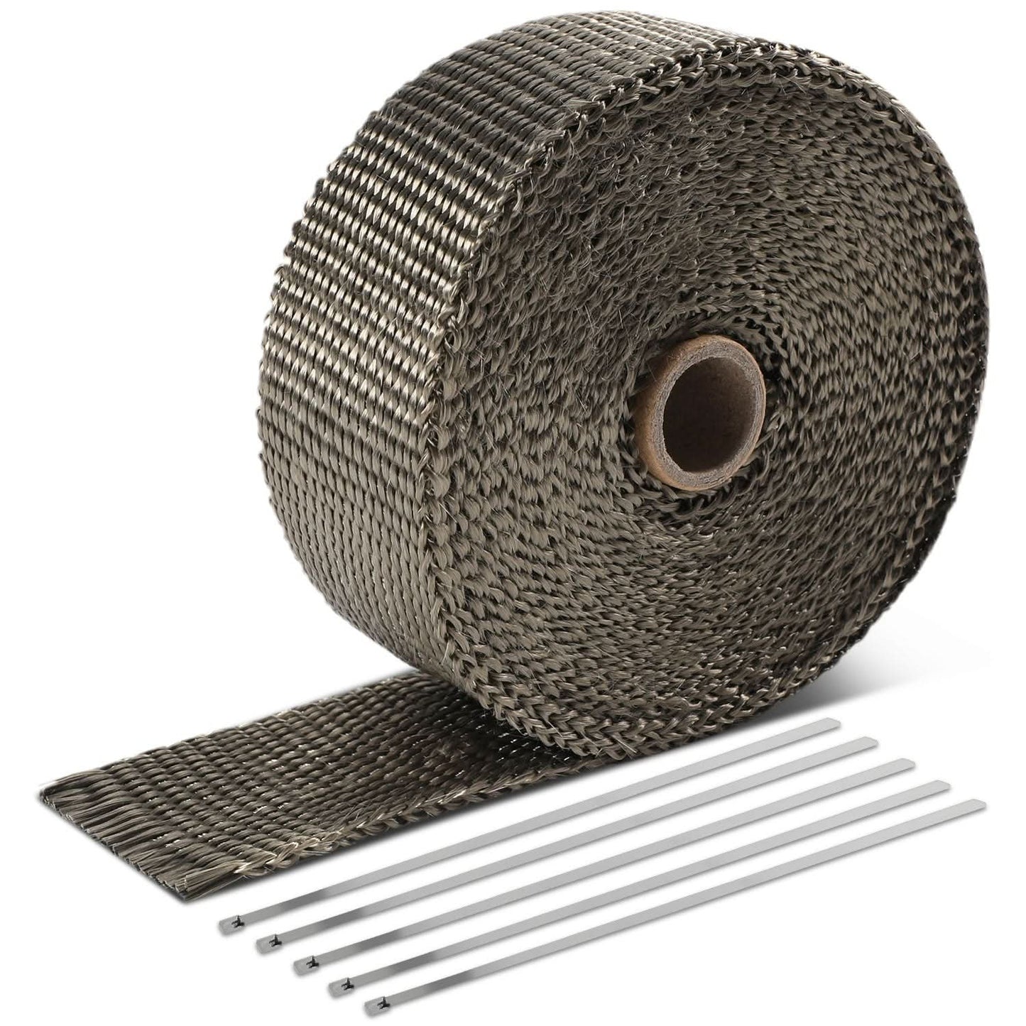 Titanium Exhaust Heat Wrap 2" x 30' Type-1 Style with Zip Ties