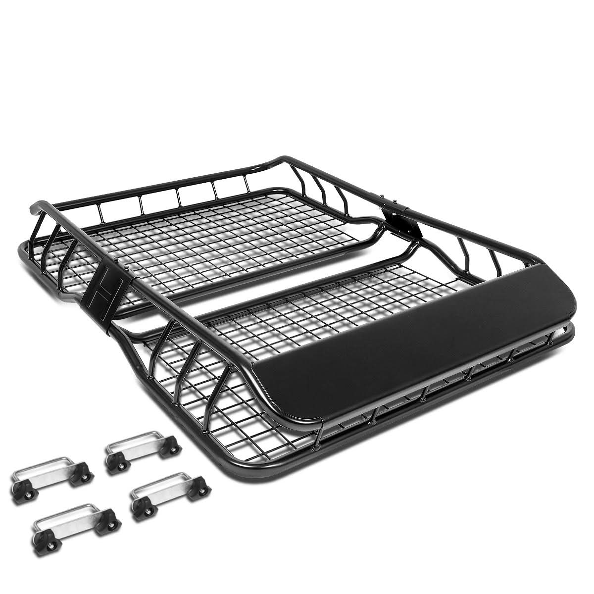 36" Roof Cargo Basket w/ Wind Fairing - Black