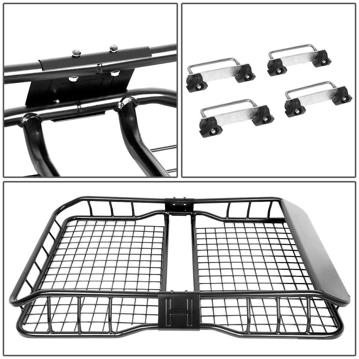 36" Roof Cargo Basket w/ Wind Fairing - Black