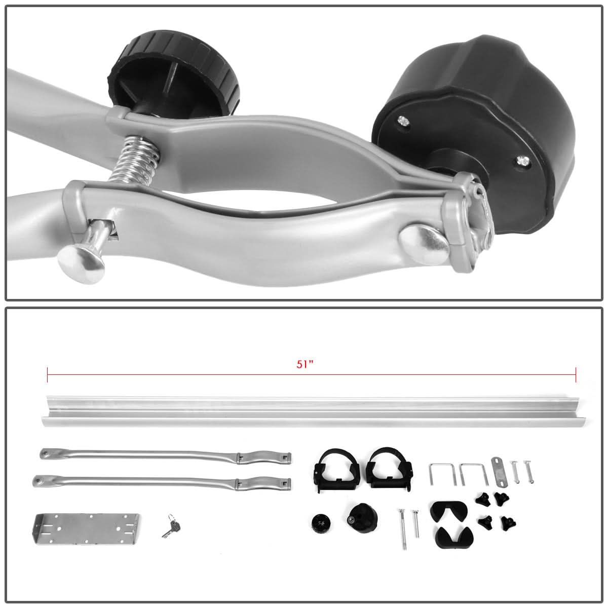 Bicycle Roof Mount Rack - Upright w/ Lock - Gray