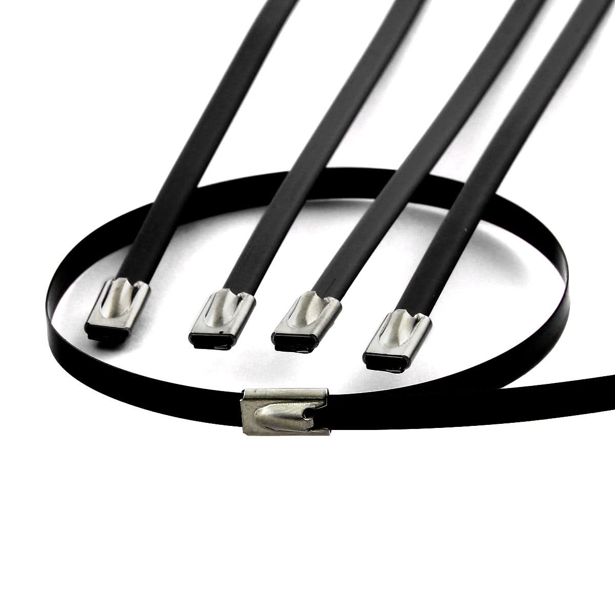 Stainless Steel Zip Tie Kit for Heat Wrap - 12" x 5mm - 5 Piece Black